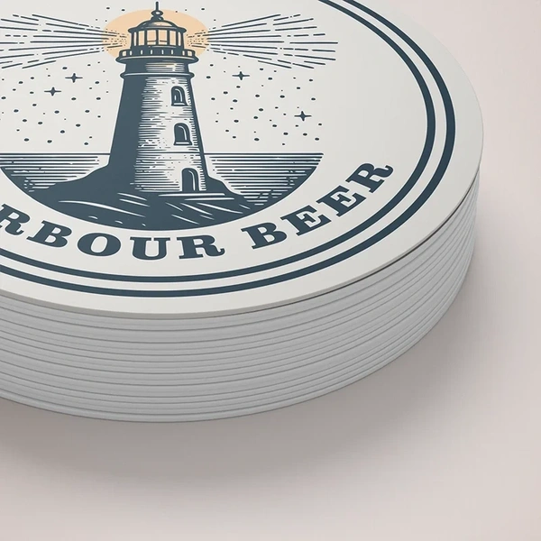 Custom Printed Beer Mats - Circle - Close Up